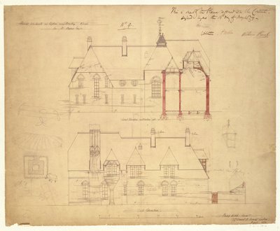 Elevaciones para The Red House, Bexley Heath de Philip Webb