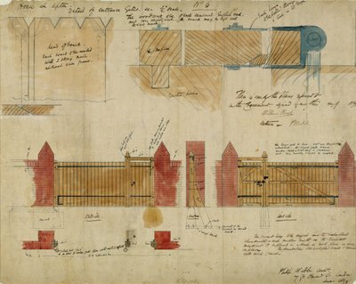 Planos y elevaciones para La Casa Roja, Bexley Heath, 1859 de Philip Webb