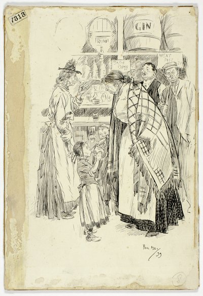 Londres East End: Boceto en una Tienda de Ginebra del East End de Philip William May