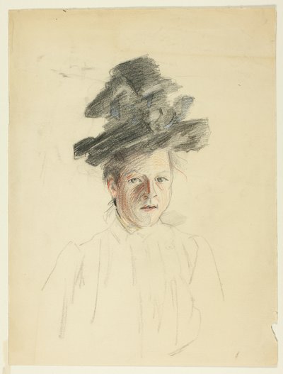 Retrato de una Mujer con Sombrero Negro de Philip William May