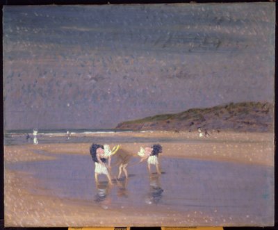 Boulogne Sands, niños pescando gambas de Philip Wilson Steer