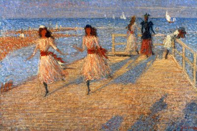 Niñas corriendo, Muelle de Walberswick, 1888-1894 de Philip Wilson Steer