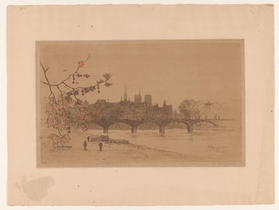 Vista de París a través del Puente de las Artes
Le Pont des Arts (título en el objeto) de Philip Zilcken (signed by artist)