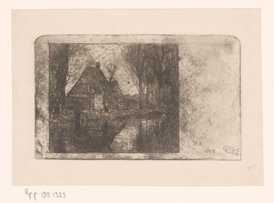 Casa de madera y árboles junto a una acequia de Philip Zilcken (signed by artist)