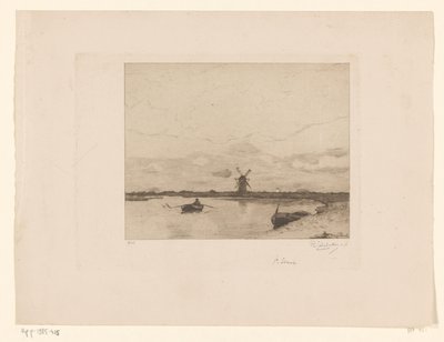 Barco de remo en un paisaje de pradera con un molino de viento
Paysage (título original) de Philip Zilcken (signed by artist)