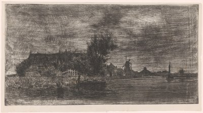 Paisaje con casas y molino junto al agua
Delftshaven (título original) de Philip Zilcken