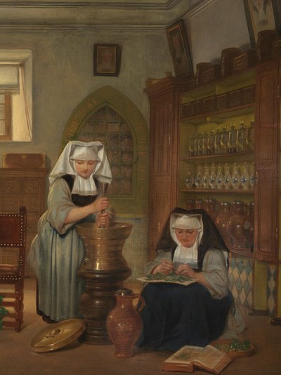 Detalle de la farmacia del hospital Saint-John (óleo sobre tabla) de Philipe Jacques van Bree