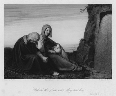 Las Marías en el sepulcro, Marcos XVI, 6 (grabado) de Philipp (after) Veit