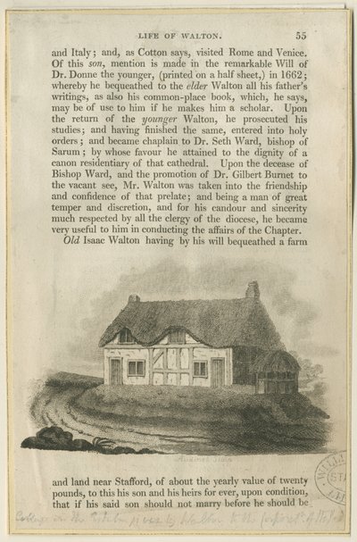 Stafford - Cabaña de Isaac Walton: grabado, s.f. [?principios del siglo XIX] de Philipp Audinet