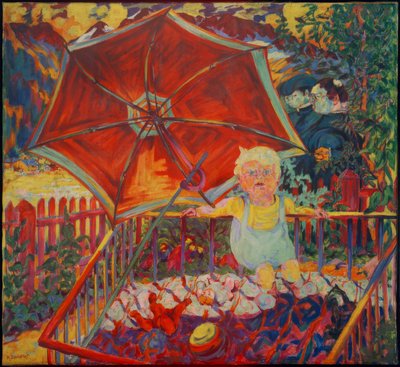 Eric en el corral, (paraguas) de Philipp Bauknecht