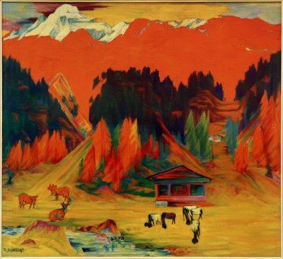 Paisaje otoñal con vacas y ovejas de Philipp Bauknecht