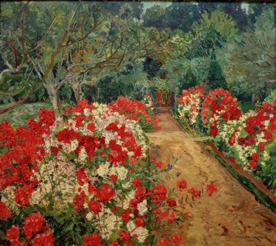 Camino del jardín con parterre de flox de Philipp Franck