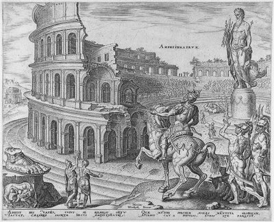 El Coliseo en Roma de la serie Las octavas maravillas del mundo Después de Maarten van Heemskerck, 1572 de Philipp Galle
