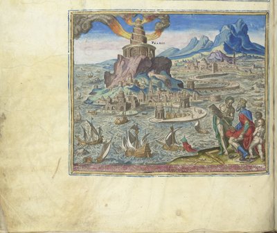 El Faro de Alejandría de la serie Las Ocho Maravillas del Mundo, 1572 de Philipp Galle