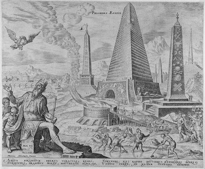 Las Pirámides de Egipto de la serie Las Ocho Maravillas del Mundo Después de Maarten van Heemskerck de Philipp Galle