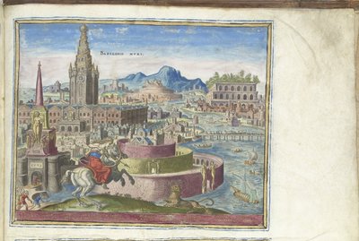Las murallas de Babilonia de la serie Las ocho maravillas del mundo, 1572 de Philipp Galle