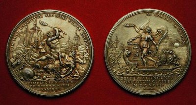 Medalla conmemorativa de la Batalla de La Hogue en 1692 de Philipp Heinrich Mueller