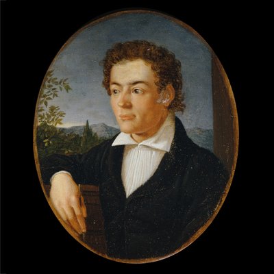 Busto de un joven frente a un paisaje vespertino de Philipp Otto Runge