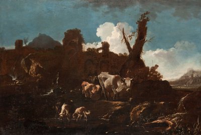 Ganado en un Paisaje Italiano de Philipp Peter called Rosa da Tivoli Roos