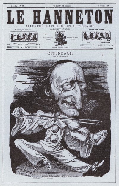 Caricatura del compositor francés de origen alemán Jacques Offenbach (litografía) de Philippe Auguste Cattelain