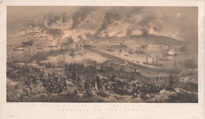 Incendio de Sebastopol. Retiro de los rusos en la costa norte, 1855 de Philippe Benoist