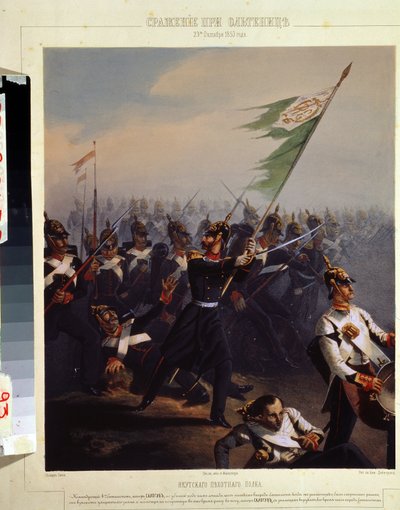 La batalla de Oltenitza, 4 de noviembre de 1853 (La batalla de Oltenitza el 4 de noviembre de 1853). Dibujo de Philippe Benoist (1813- después de 1879) de Philippe Benoist
