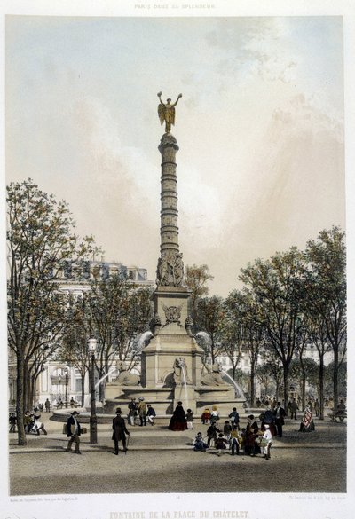La fuente del Chatelet - litografía por Benoist de Philippe Benoist