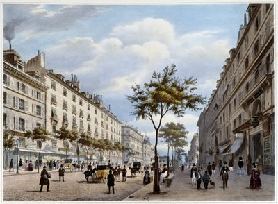 Le boulevard des Italians - en "Promenade dans Paris et ses environs", por Jacottet y Benoist, ed. Gihaut de Philippe Benoist