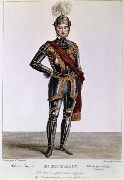 Sr. Michelot en el papel de Don Carlos en Hernani de Victor Hugo. Grabado de Benoist. Siglo XIX de Philippe Benoist
