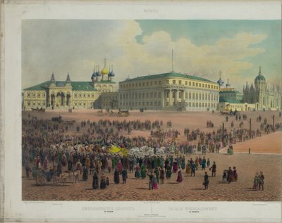 Palacio de Nicolás en el Kremlin de Moscú desde una vista panorámica de Moscú en 10 partes, ca 1848 de Philippe Benoist