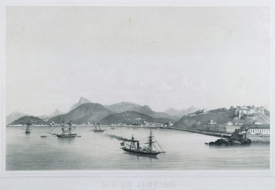 Nueve vistas panorámicas de Río de Janeiro: As Prais St. Luzia a Gloria, 1862 de Philippe Benoist