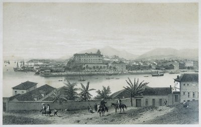Nueve vistas panorámicas de Río de Janeiro: Da Ilha das Cobras, 1862 de Philippe Benoist