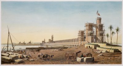 La presa sobre el Nilo, la construcción de la presa de Asuán, Egipto de Philippe Benoist