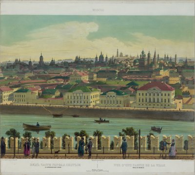 Vista de Zamoskvorechye desde el muro del Kremlin de una vista panorámica de Moscú en 10 partes, ca 1848 de Philippe Benoist