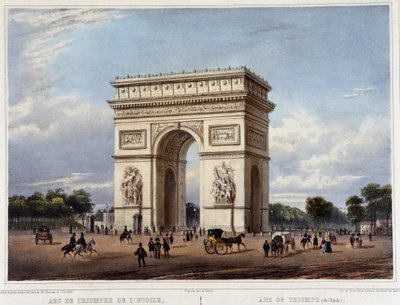 El Arco de Triunfo - en “Paseo por París y sus alrededores”, diseñado por Jacottet y Benoist, c. 1840 de Philippe Benoist