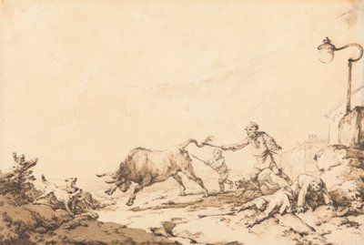 Un toro embistiendo de Philippe Jacques de Loutherbourg