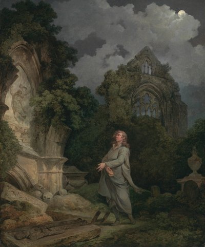 Un filósofo en un cementerio a la luz de la luna de Philippe Jacques de Loutherbourg
