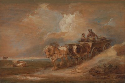 Paisaje con caballo y carro de bueyes de Philippe Jacques de Loutherbourg