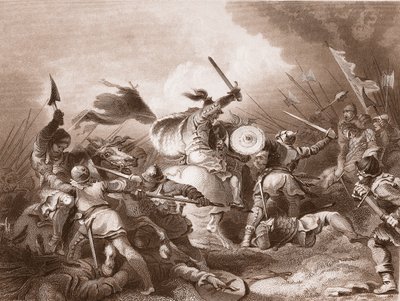 La batalla de Hastings, grabado por A.H. Payne de Philippe Jacques de Loutherbourg