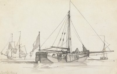 Tres barcos de Philippe Jacques de Loutherbourg