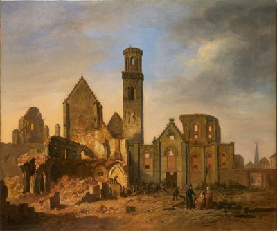 Vista de la Abadía de San Miguel en Amberes después del incendio del 27 de octubre de 1830, 1830 de Philippe Jacques van Brée