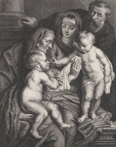 La Sagrada Familia con Santa Isabel y el niño San Juan Bautista, ca. 1615-75 de Philippe Joseph Tassaert
