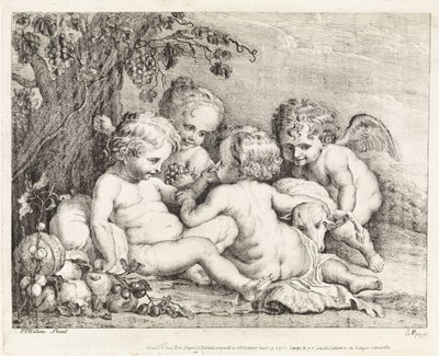 Cristo, Juan el Bautista y dos amorcillos de Philippe Lambert Joseph Spruyt