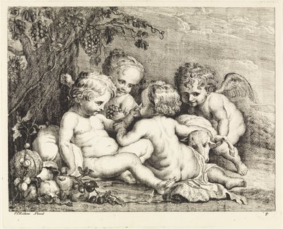 Cristo, Juan el Bautista y dos amorcillos de Philippe Lambert Joseph Spruyt