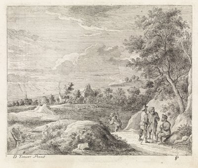 Paisaje con cuatro excursionistas de Philippe Lambert Joseph Spruyt