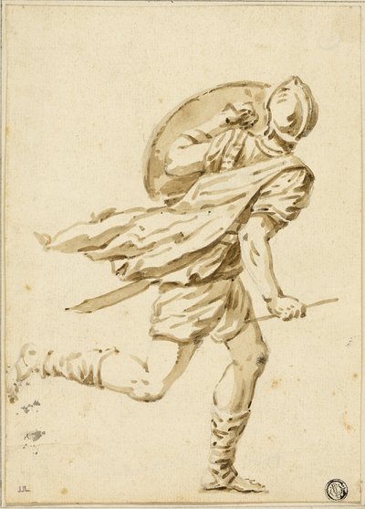 Guerrero romano corriendo, visto desde atrás de Philippe Louis Parizeau