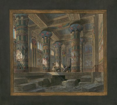 Escenografía de Philippe Chaperon para la ópera Aida de Giuseppe Verdi (1813-1901): el templo de Isis de Philippe Marie Chaperon