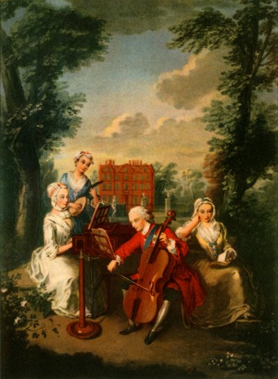 Príncipe Federico Luis, Príncipe de Gales, tocando el violonchelo en el Palacio de Kew, c. 1733-1750, 1942 de Philippe Mercier
