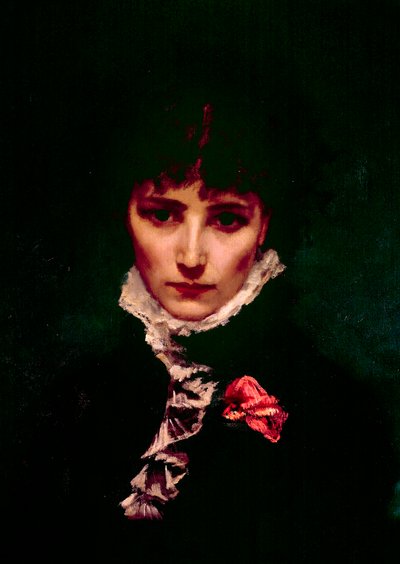 Retrato de la comediante Sarah-Henriette Bernard dit Sarah Bernhardt (1844-1923) Detalle. Pintura de Philippe Parrot (1831-1894) Siglo XIX París, comedia francesa de Philippe Parrot