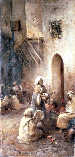 Músicos árabes en la calle de un pueblo de Philippe Pavy